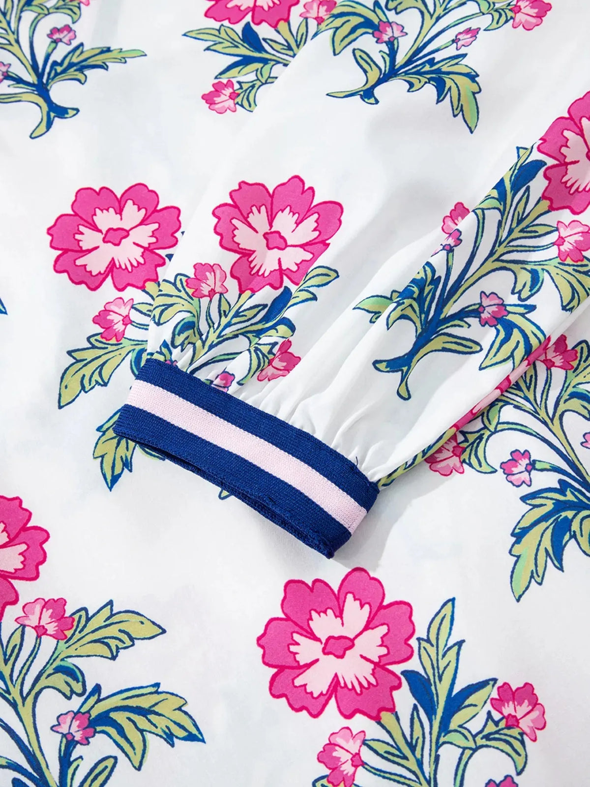 Floral Print Striped V Neck Blouse
