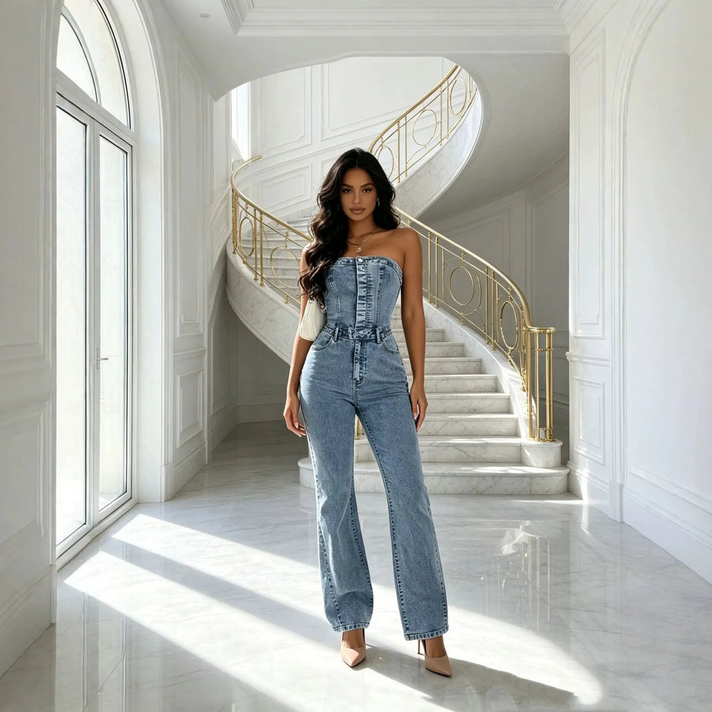 Combinaison pantalon bustier jean
