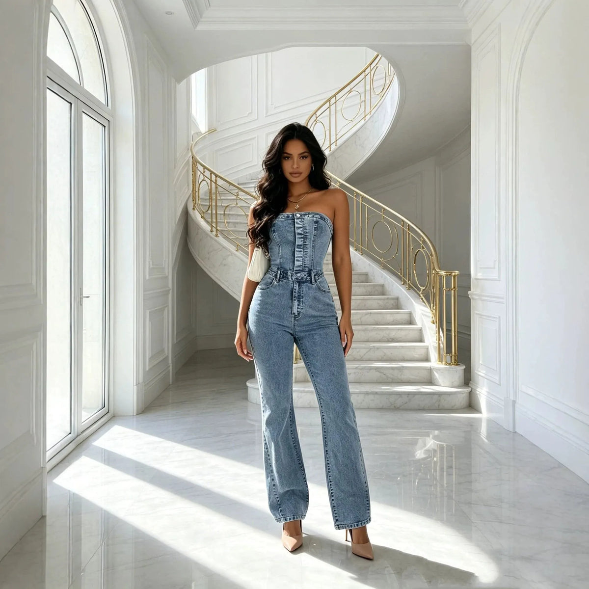 Combinaison pantalon bustier jean