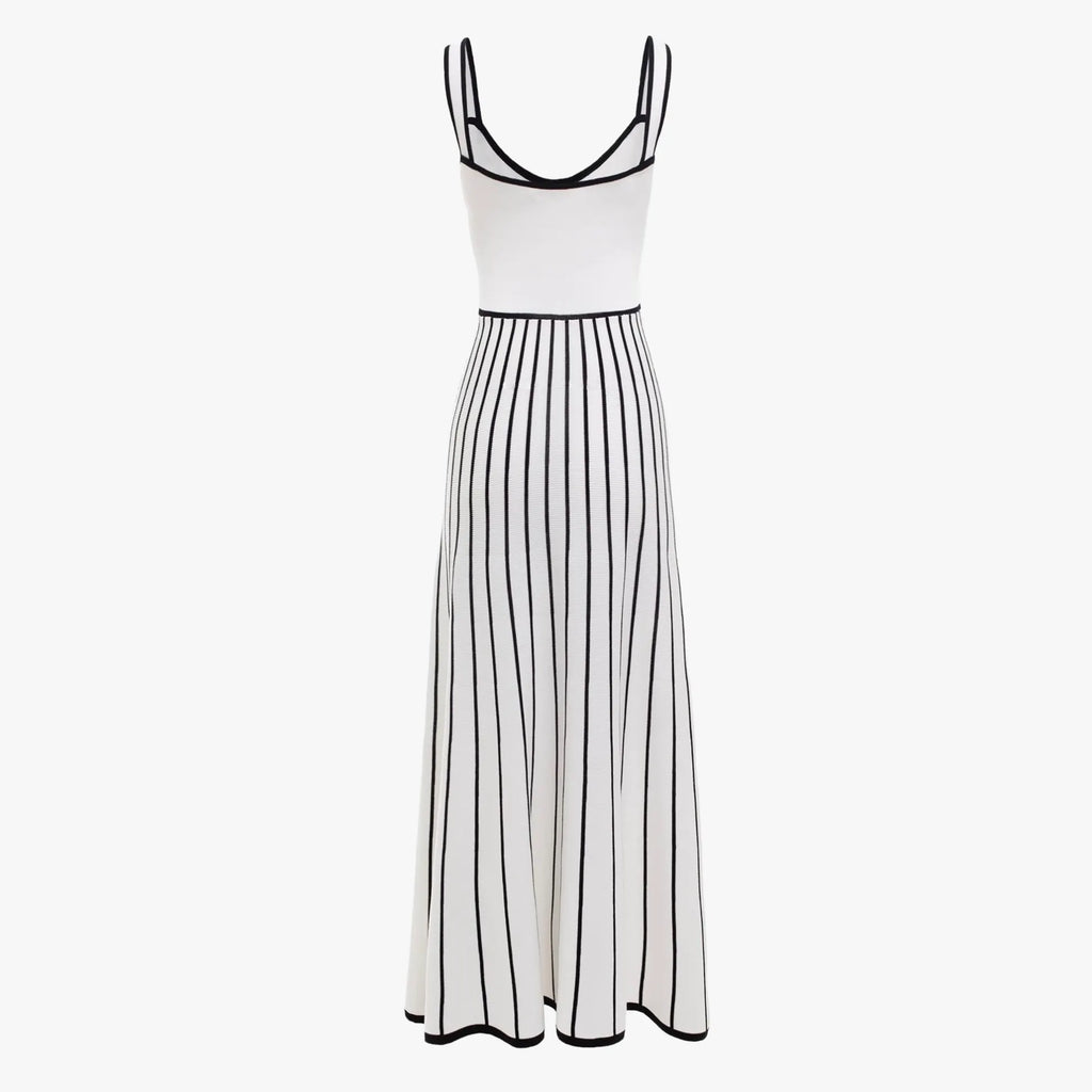 Gestreiftes Midikleid mit Knopfleiste