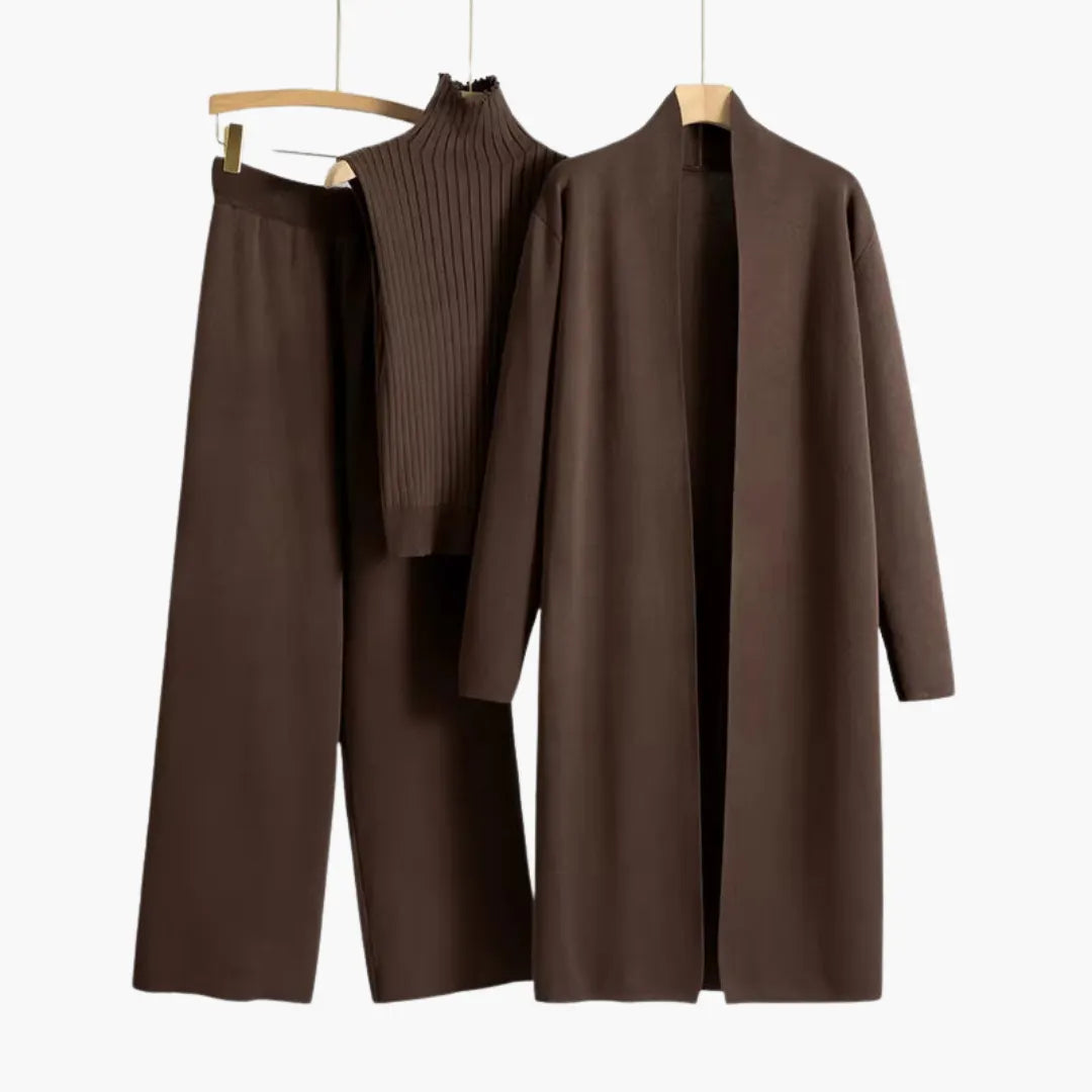 Womenâ€™s Knit Three-Piece Set with Cardigan
