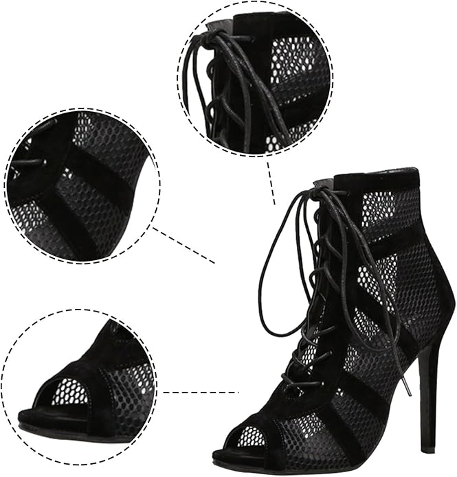 Damen Sandaletten mit hohen Absätzen - Verführerische Spitze und Mesh für den perfekten Party-Look