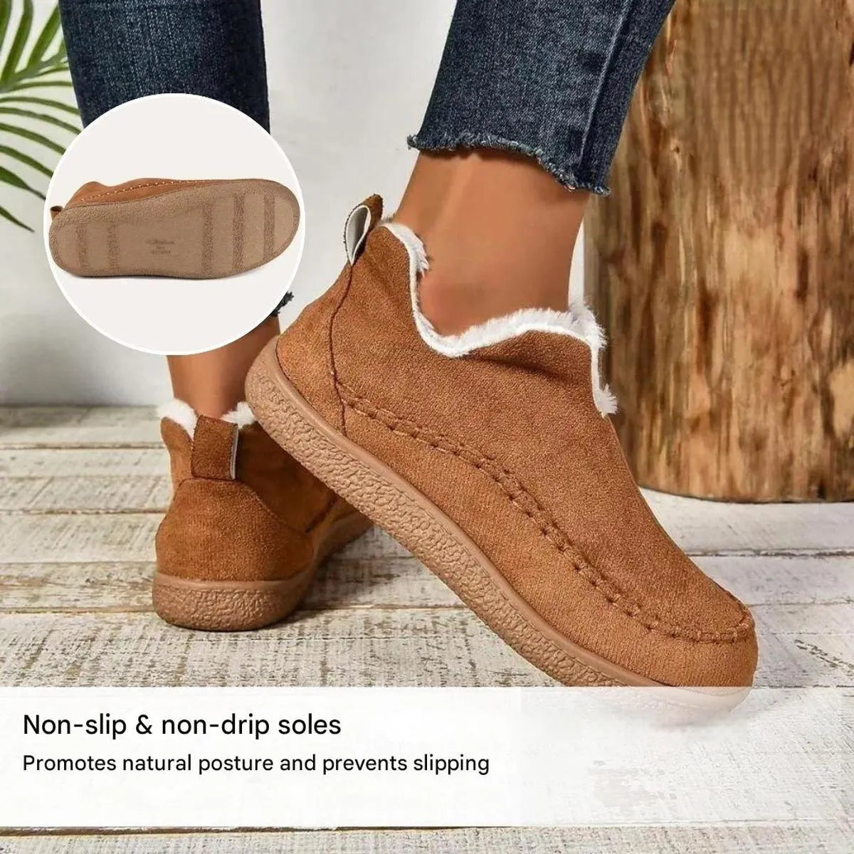 Dames Winter Fleece Gevoerde Schoenen Met Antislip Zool