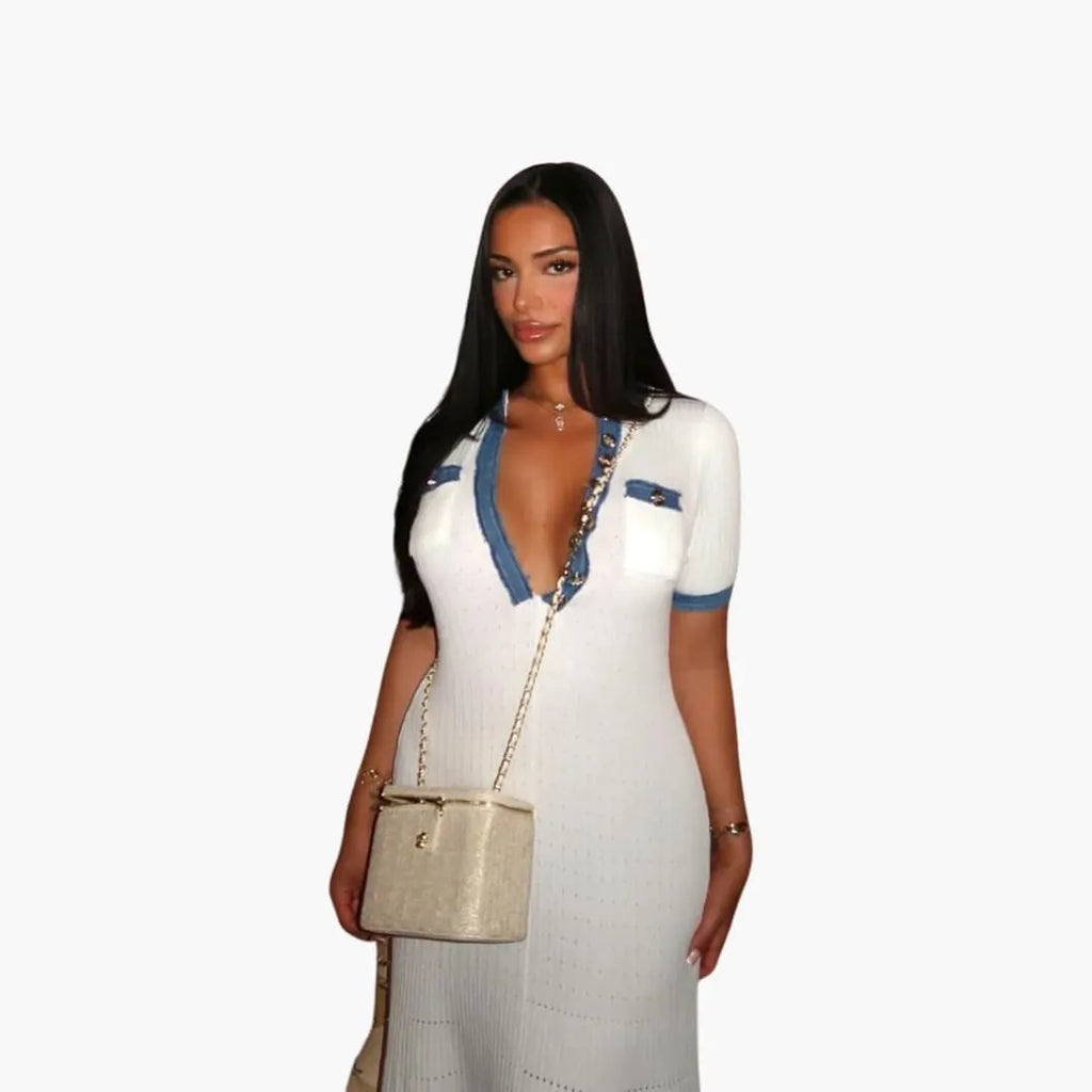Womenâ€™s Knit Maxi Dress with Button-Down Front and Long Sleeves
