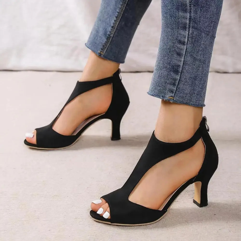 Women's Heels with Open Toe and Comfortable Wedge Fit