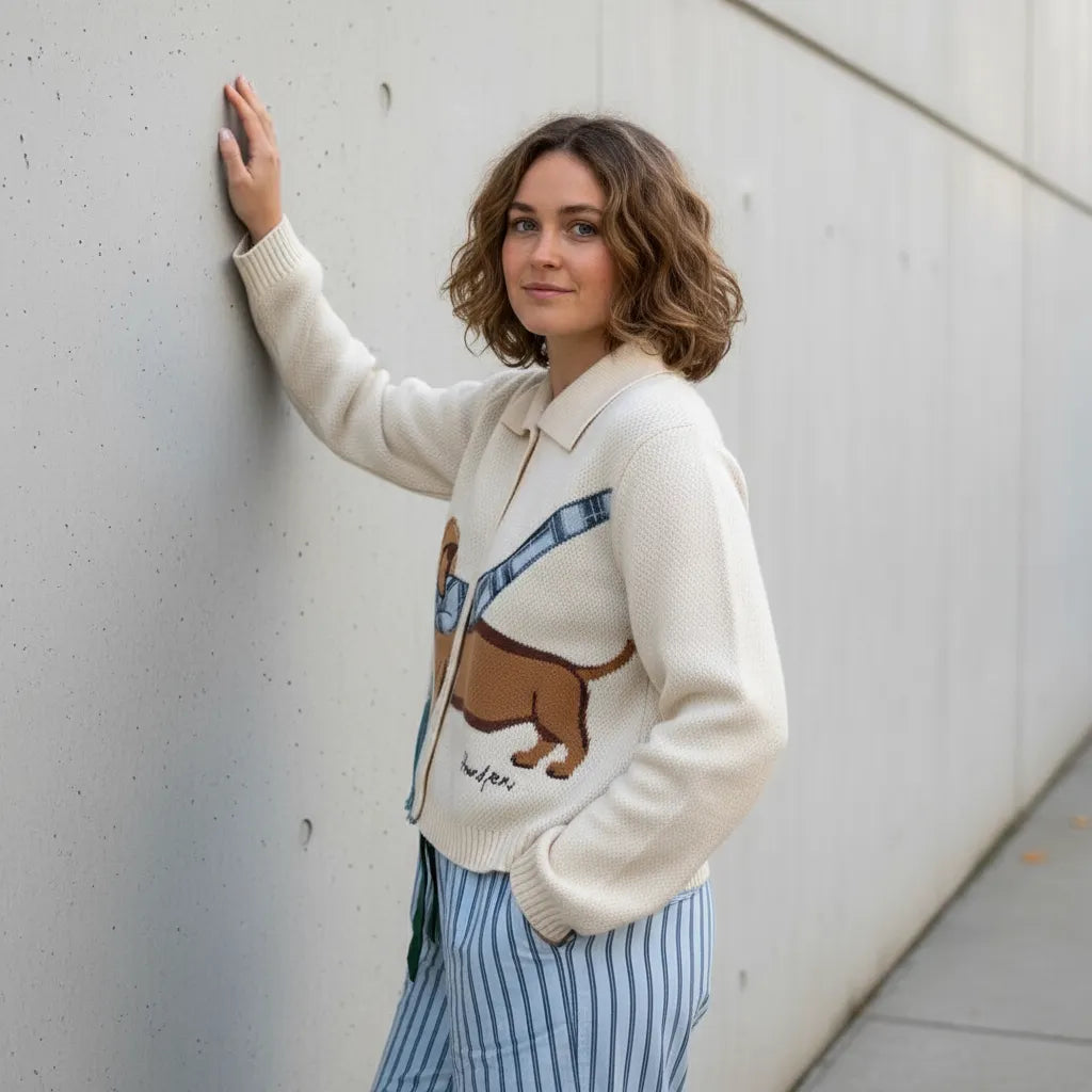 Margery Elegante Strickjacke mit Design