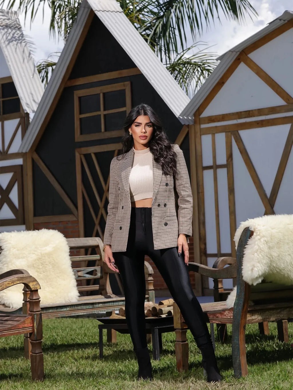 Blazer Feminino Xadrez Vanessa