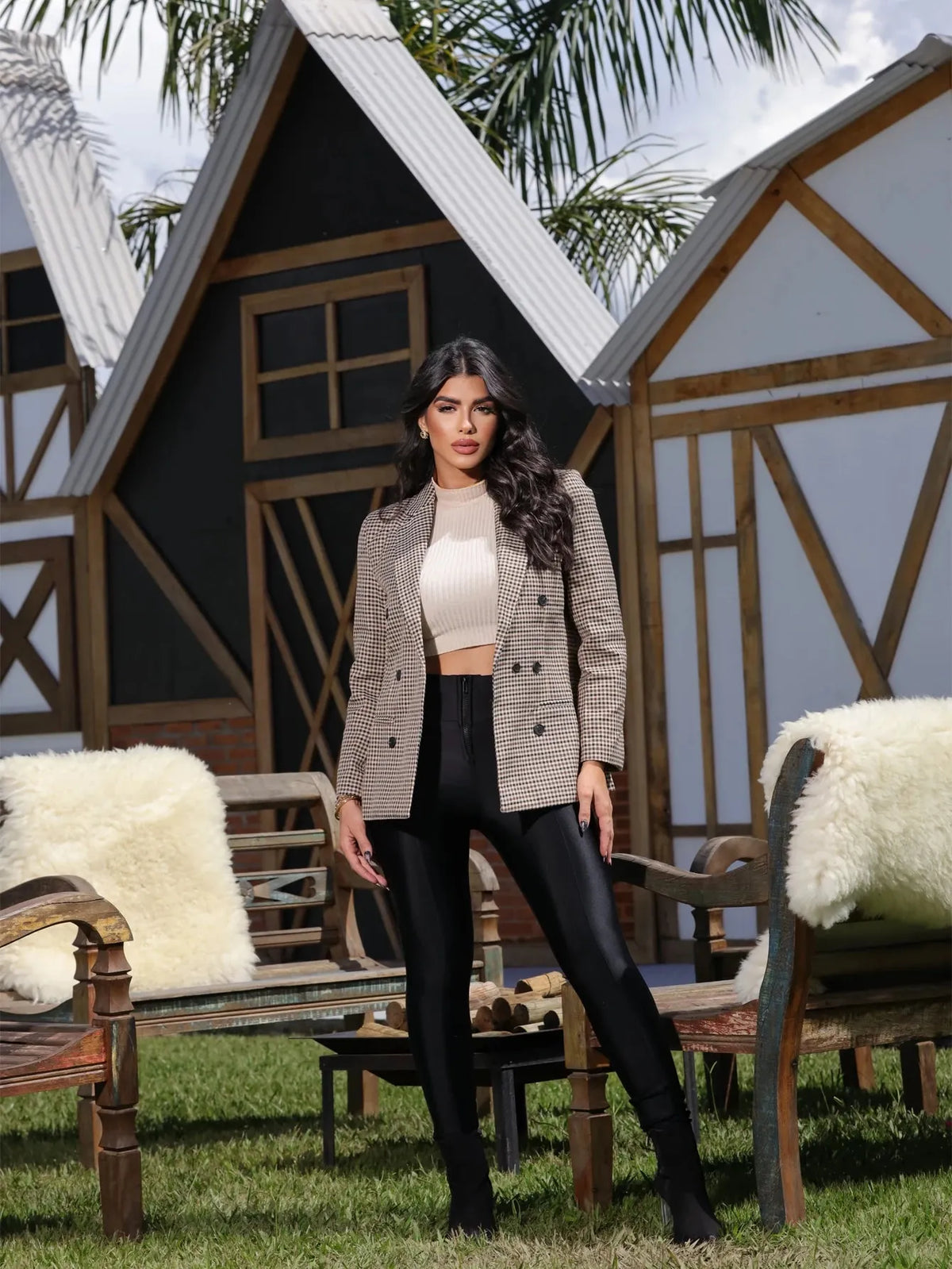 Blazer Feminino Xadrez Vanessa