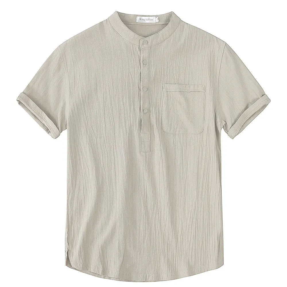 Herren Kurzarm T-shirt Aus Leinen Baumwolle Atmungsaktiv