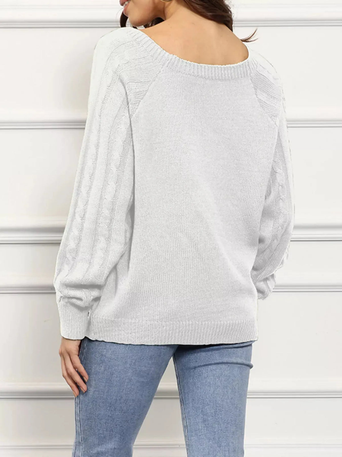 Cable Knit Boat Neck Sweater
