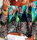 Retro Style Off Shoulder Print Women's Top