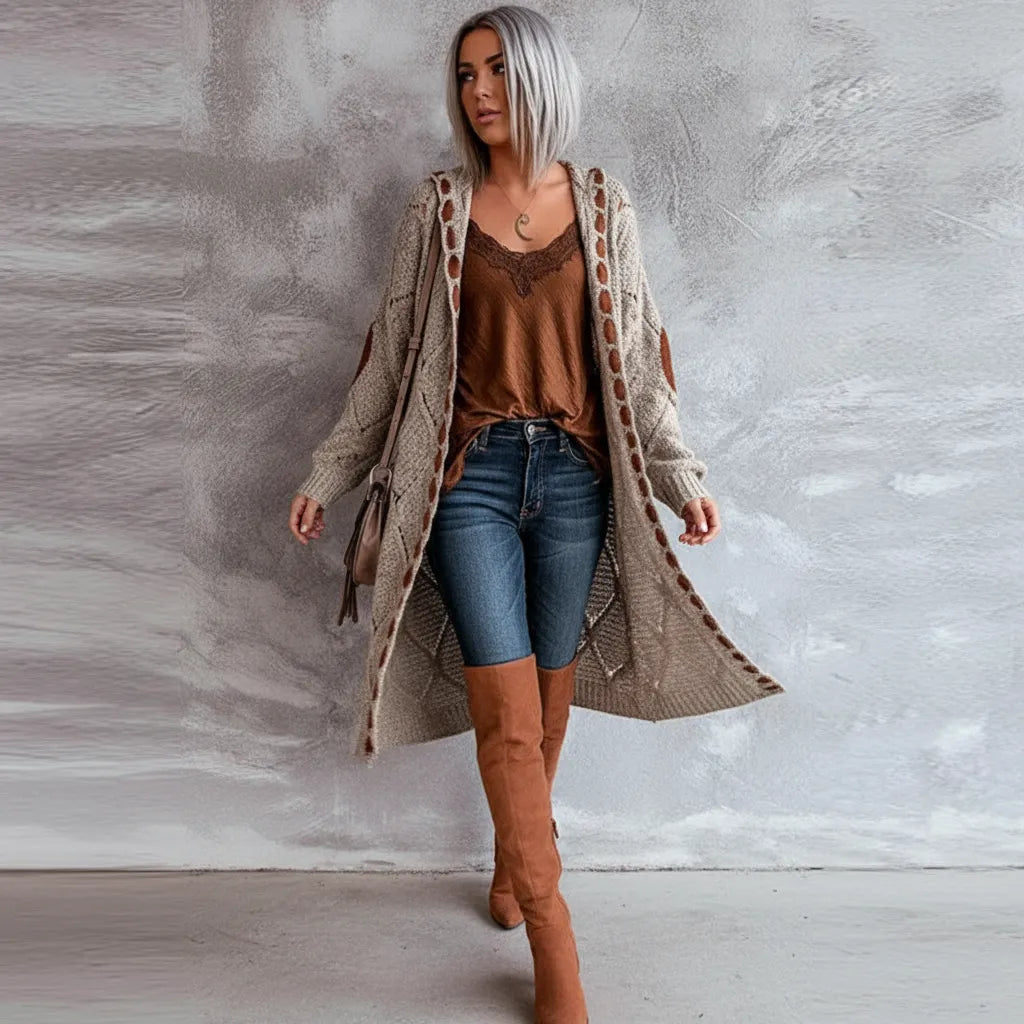 Lilika Zeitloser Strick-Cardigan mit Patches