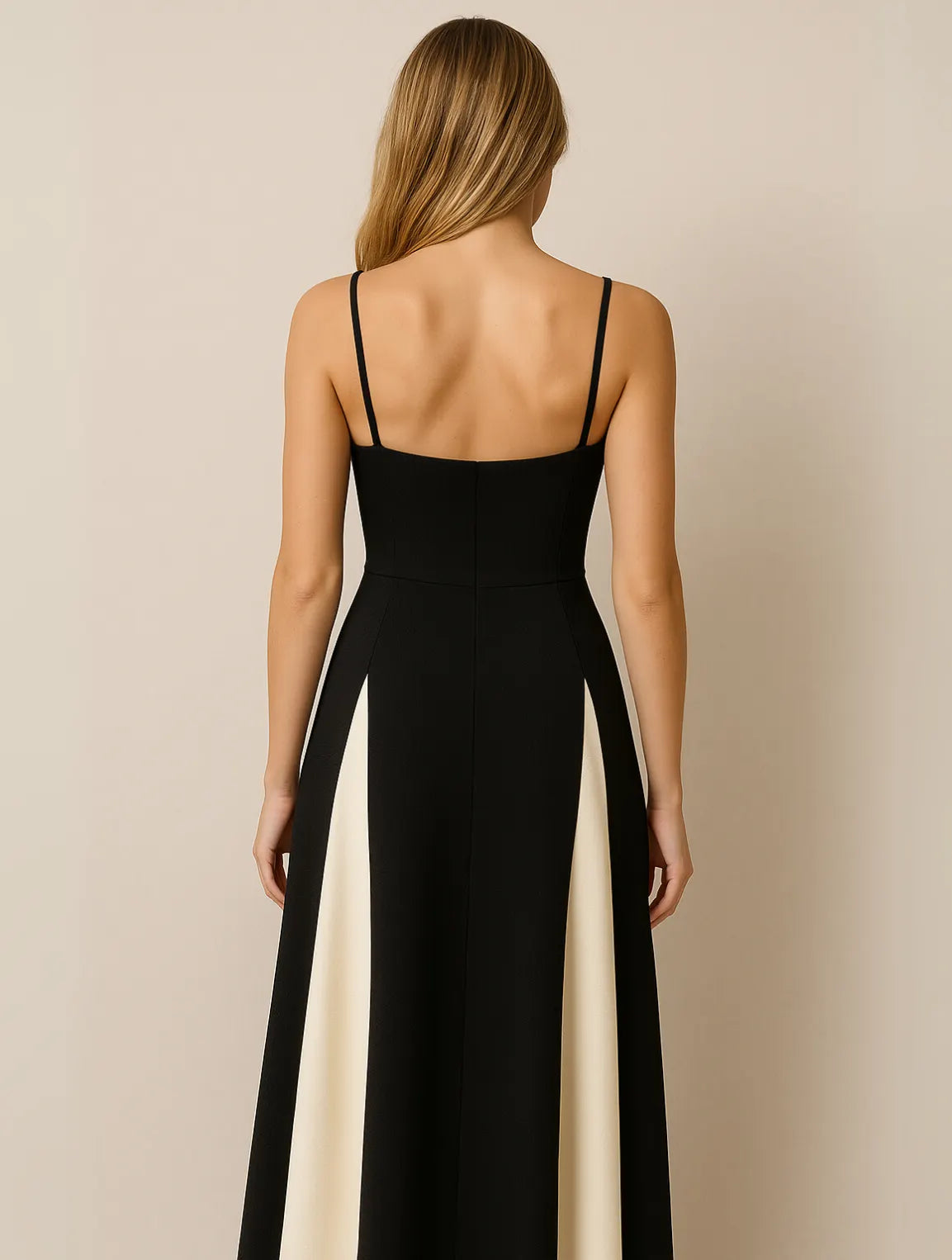 Maxikleid | Kontrastierende Farbpanelen am Rock | Ganzjährig
