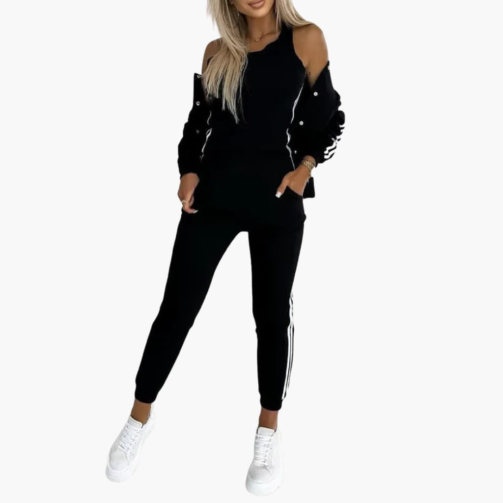 Womenâ€™s Three-Piece Set with Tank, Joggers, and Jacket