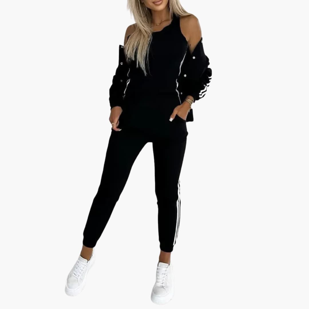 Womenâ€™s Three-Piece Set with Tank, Joggers, and Jacket