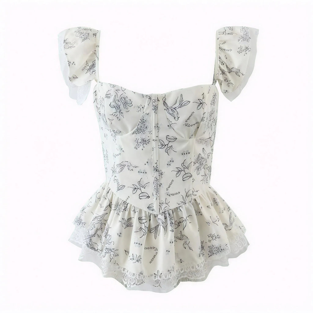Romantisches Top mit floralem Muster