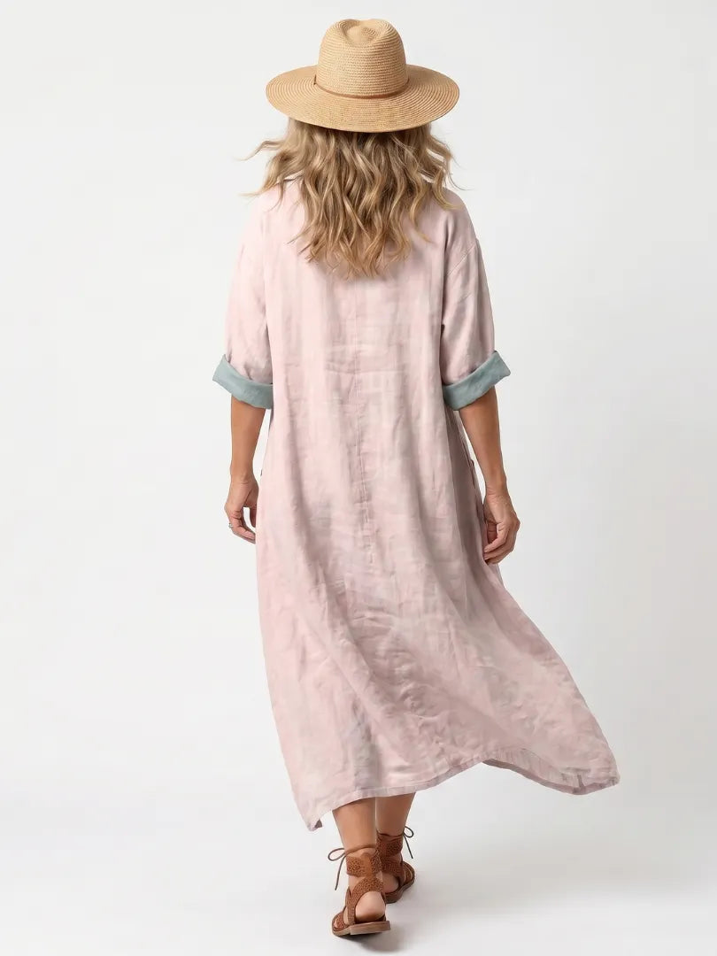 Kenza | Embroidered Panel Relaxed Pocket Midi Dress