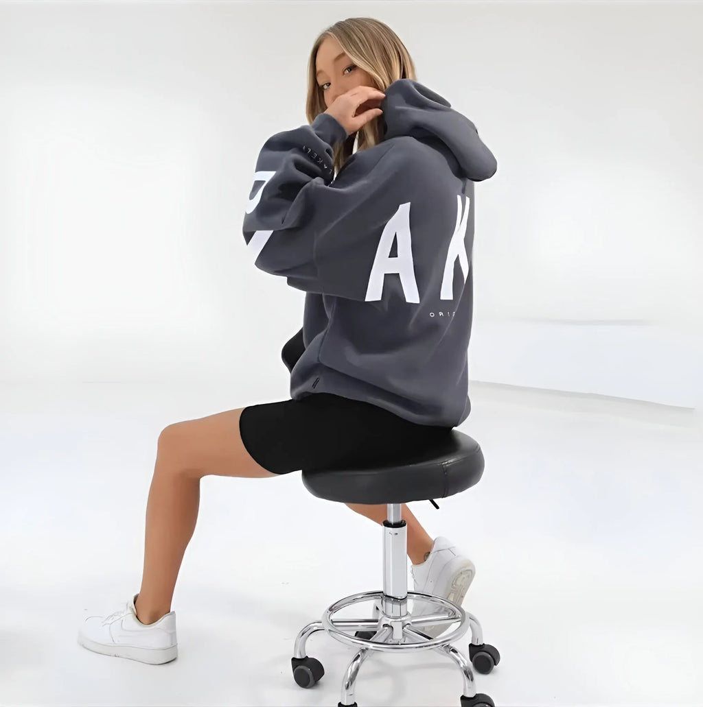 Oversized Warme Dames Hoodie Met Tekst – Stijlvol & Gezellig Voor Koude Dagen