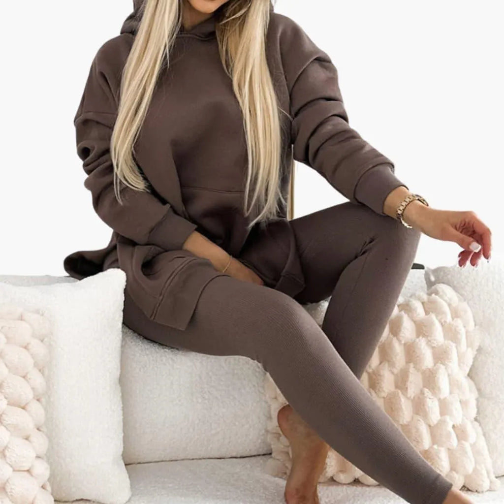 Womenâ€™s Two-Piece Hoodie and Leggings Set with Fitted Leggings