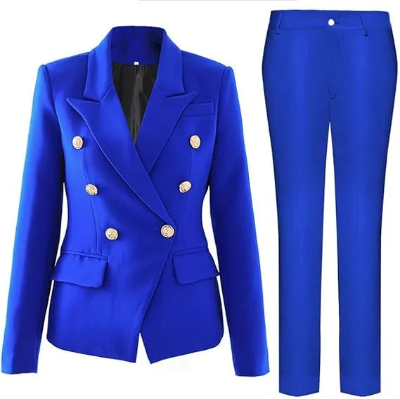 Damen elegantes Business-Anzug-Set mit doppelter Knopfleiste und schmaler Passform