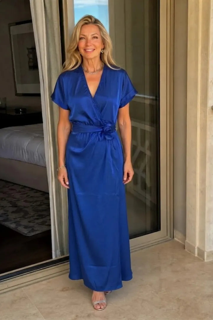 Mirque | Long Sleeve Wrap Front Maxi Dress