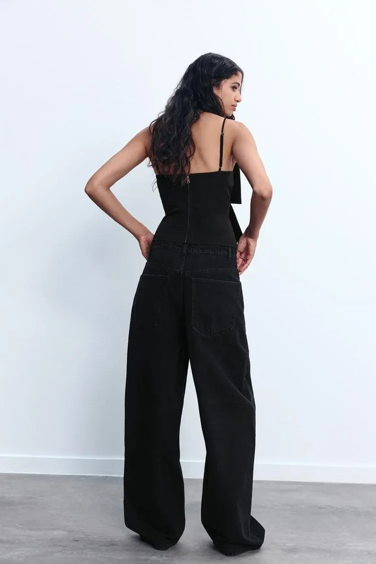LOULOU | Zwarte Glitter Strik Top Voor Dames - Elegant, Feestelijk & Stralend
