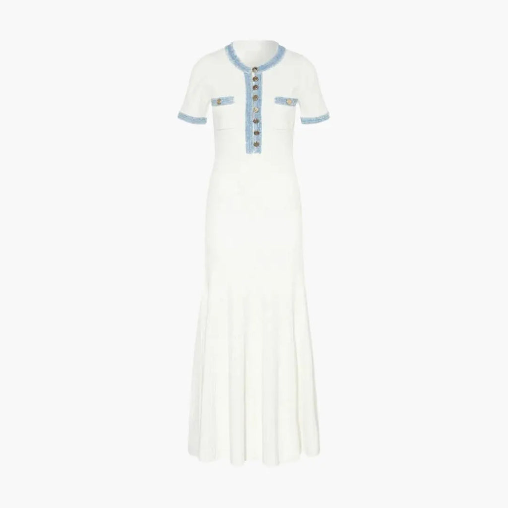 Womenâ€™s Knit Maxi Dress with Button-Down Front and Long Sleeves
