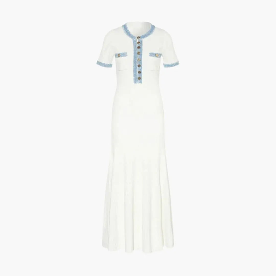 Womenâ€™s Knit Maxi Dress with Button-Down Front and Long Sleeves