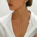 FAYLINN | Goudkleurige Dames Ketting En Oorbellen Set Met Strik Designâ€“ Tijdloos, Elegant & Vrouwelijk