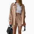 Womenâ€™s Two-Piece Set with Relaxed Shirt and Shorts