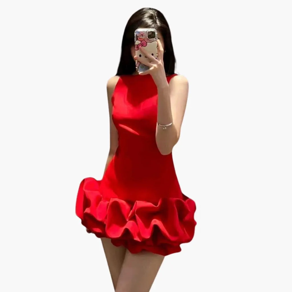 Womenâ€™s Ruffle Dress with Flowy Silhouette and Loose Fit