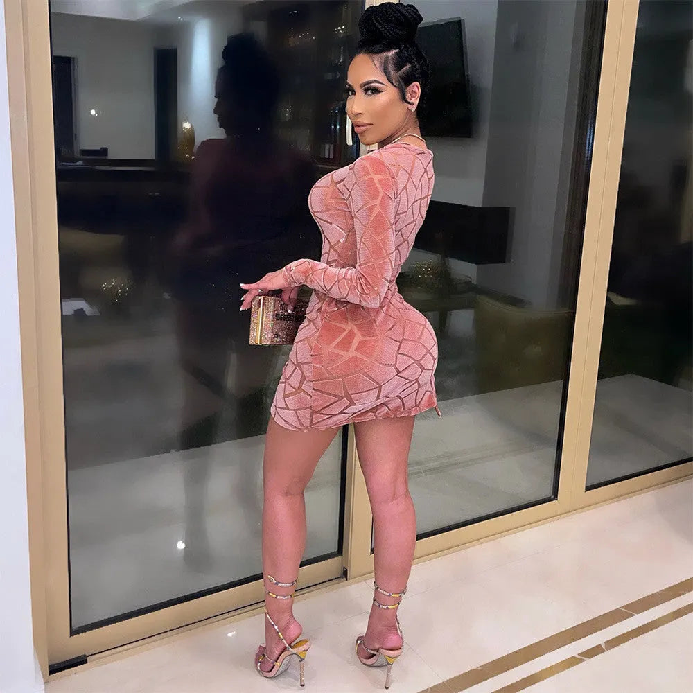 Sexy Asymmetric Cutout Zipper Long Sleeve Bodycon Mini Dress