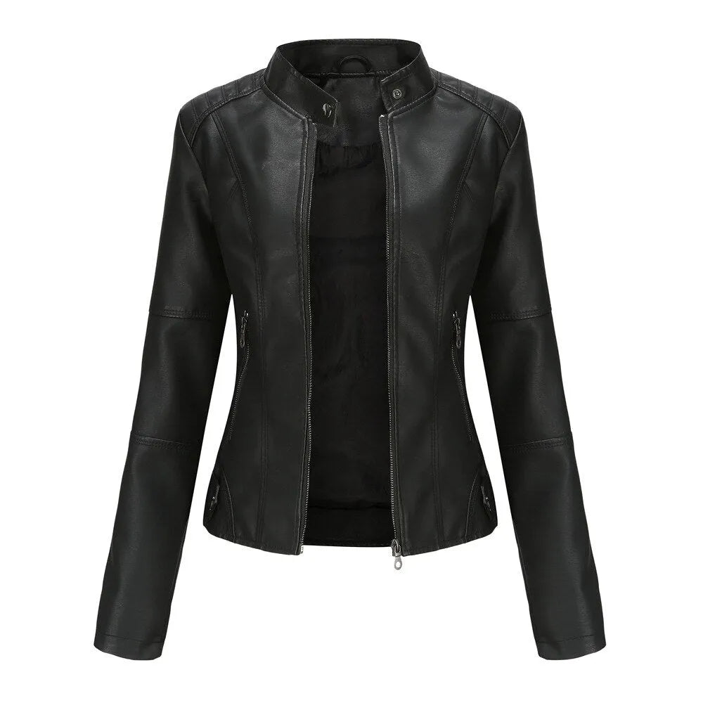 Damen Lederjacke mit Mao