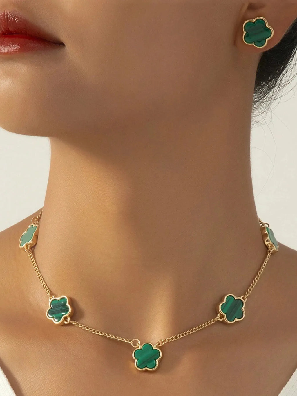 Conjunto Trevo De Quatro Folhas Verde