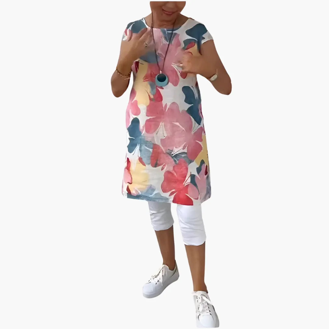 Womenâ€™s Shirt Dress with Floral Print and Pockets