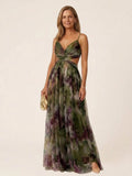 Thalira | Sleeveless V Neck Pleated Maxi Dress