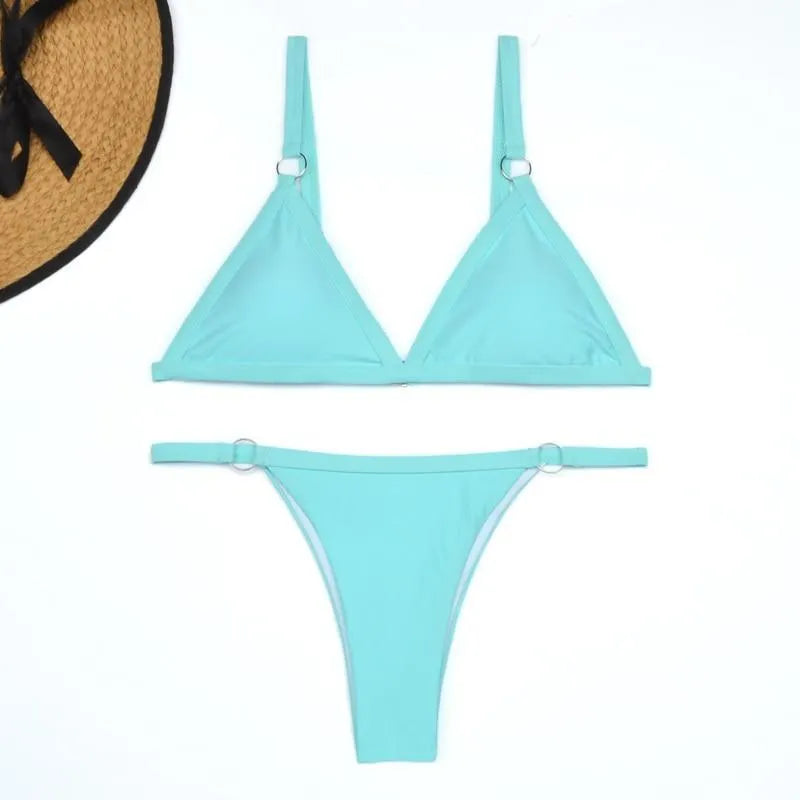 Marj| Minimalist Bikini with Ring Details and Triangle Top