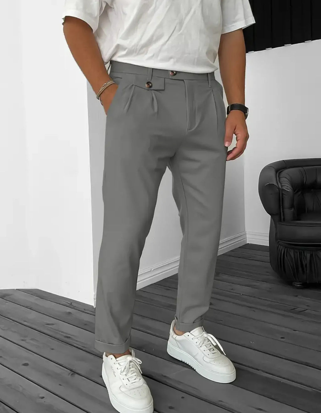 Herren Bequeme Hose Schwarz