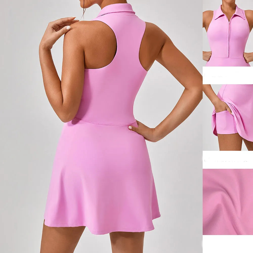 Robe short de sport moulante fermeture Ã©claire