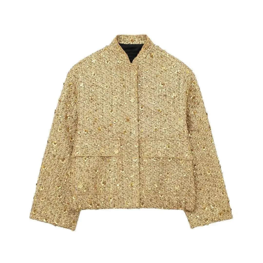 SARAH | Casual Bomberjack Met Gouden Pailletten – Comfort Meets Glamour