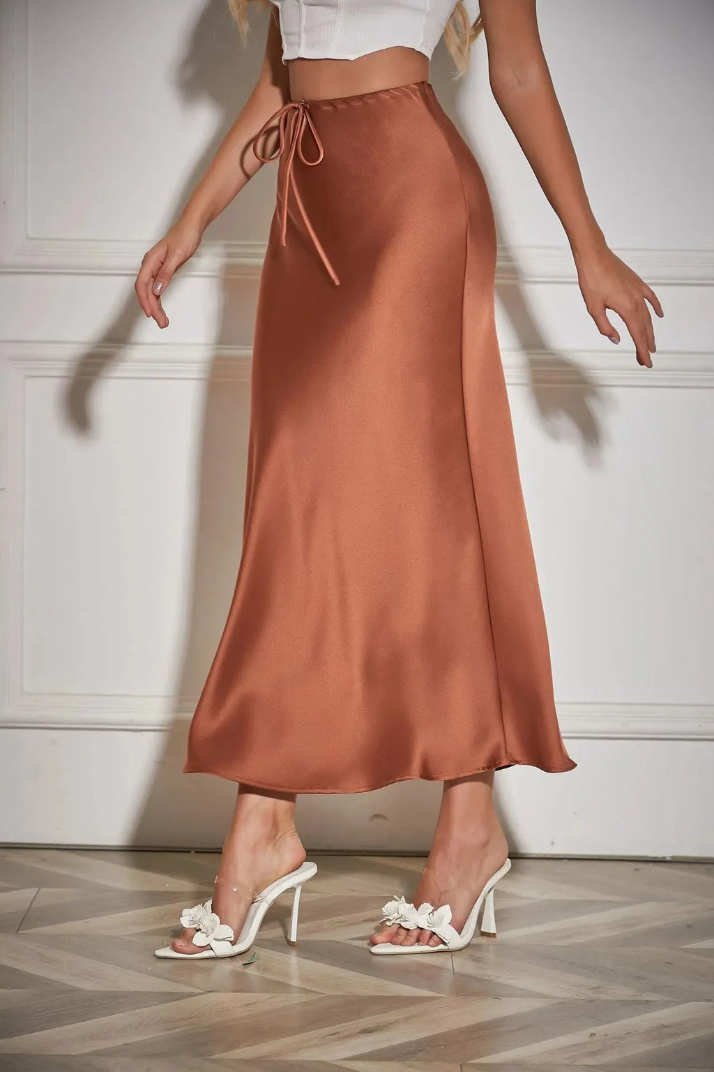 CHERISSE | Luxe Satijnen Dames Rok Met Verstelbare Taille - Zacht, Elegant & Makkelijk te Combineren
