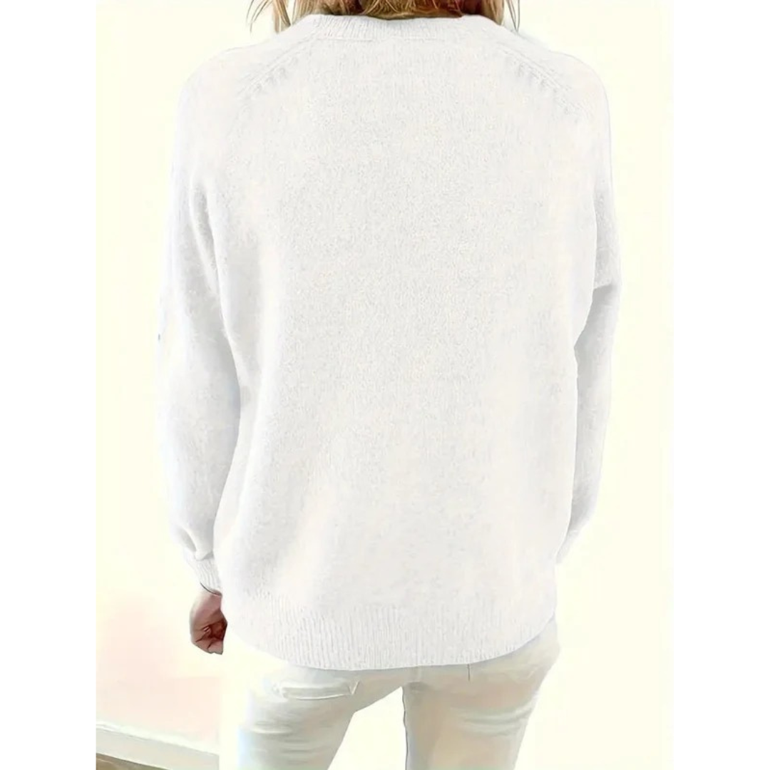 Trui voor Dames met Knoopdetail en V-hals