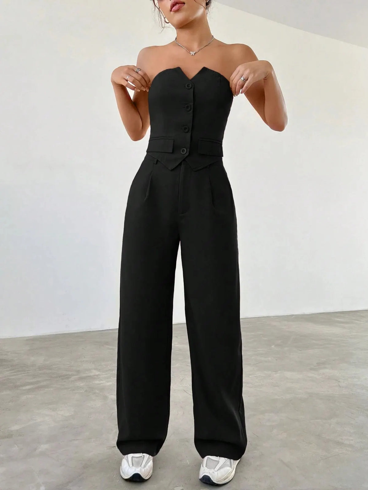 Conjunto Feminino CalÃ§a e Cropped Preto