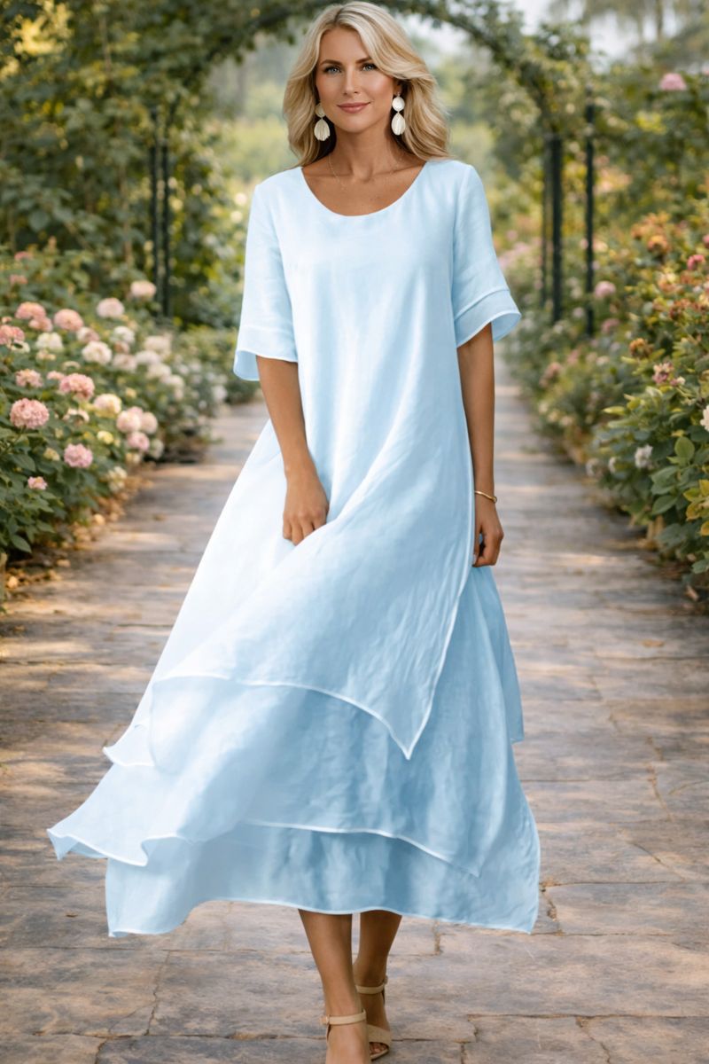 Women's Dress with Open Neckline and Flattering Cut