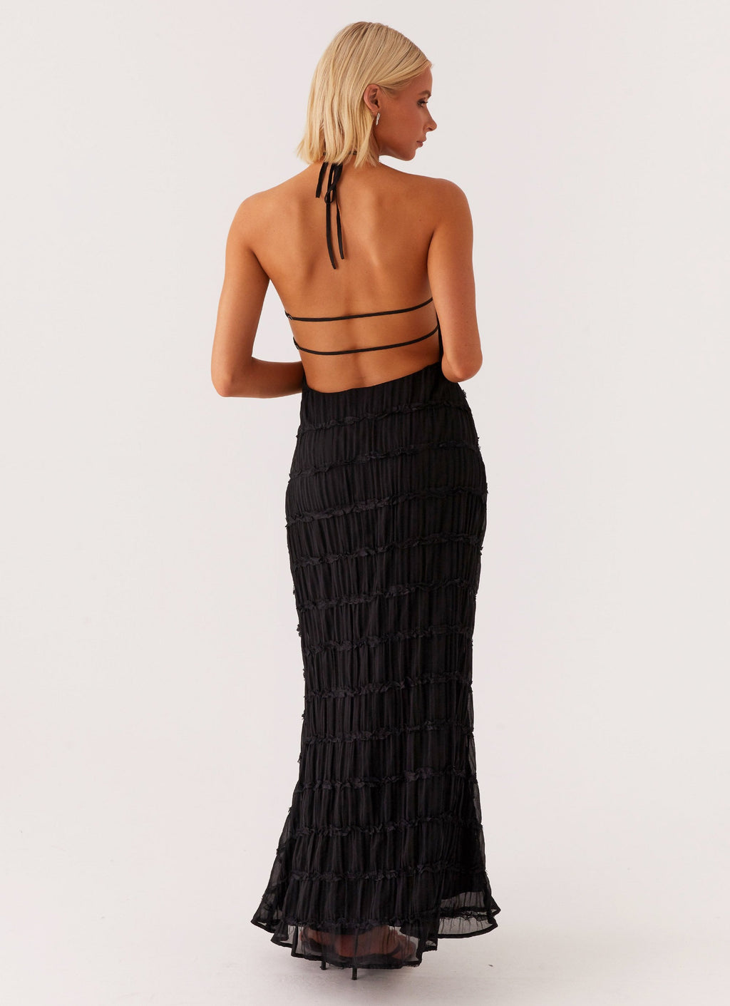 Texturiertes Halter Maxi-Kleid