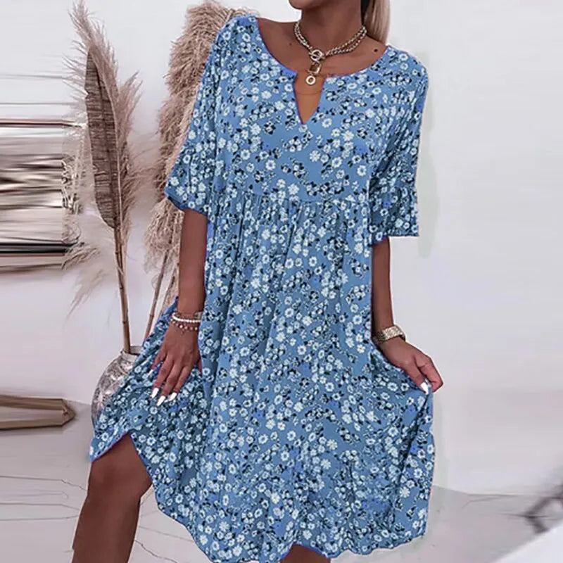 Melisiniâ„¢ - Kleid mit Blumenmuster und O-Ausschnitt