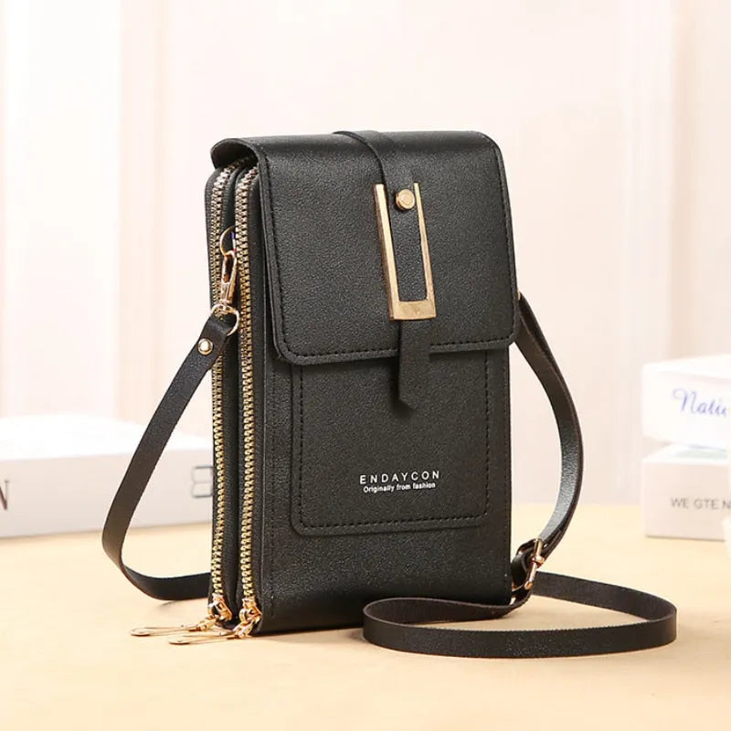 Leder Smartphone Clutch Damen Handtasche mit Touchscreen-Fenster