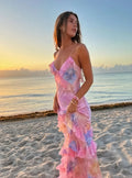 Fließendes Sommerkleid – Spaghettiträger & Rüschen