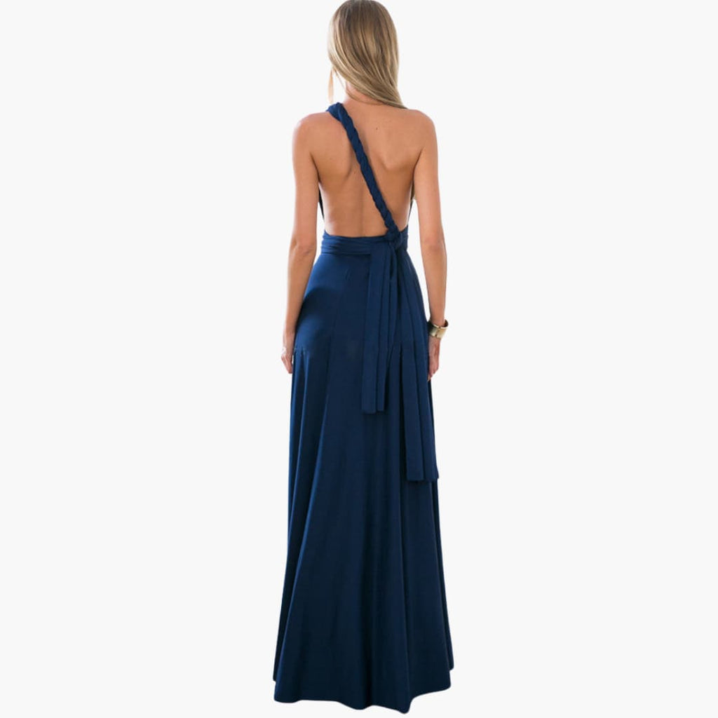 Womenâ€™s Convertible Maxi Dress with Backless Design and Adjustable Waist