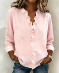 Luchtige Dames Blouse met Ruches V-hals